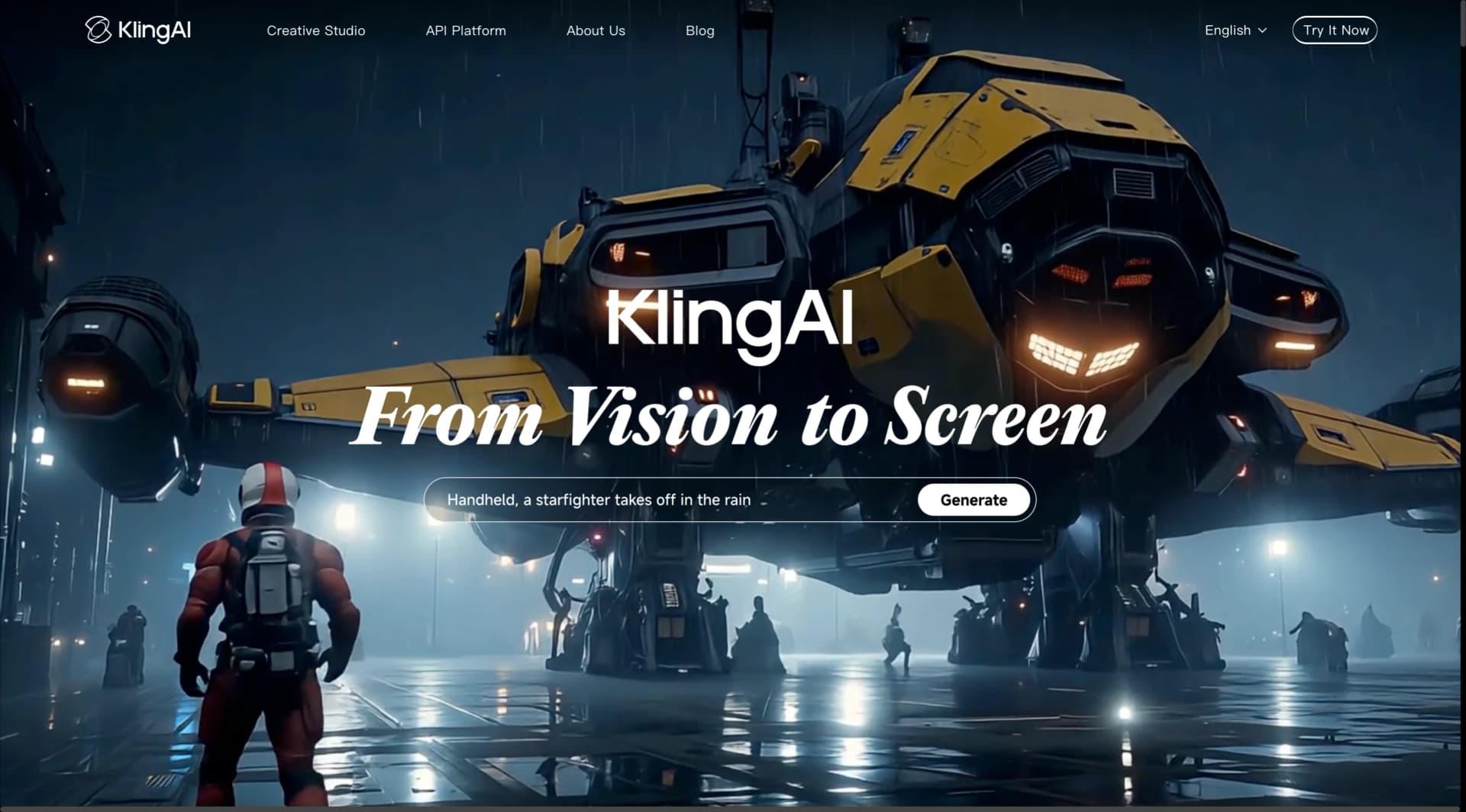Kling AI video generator interface