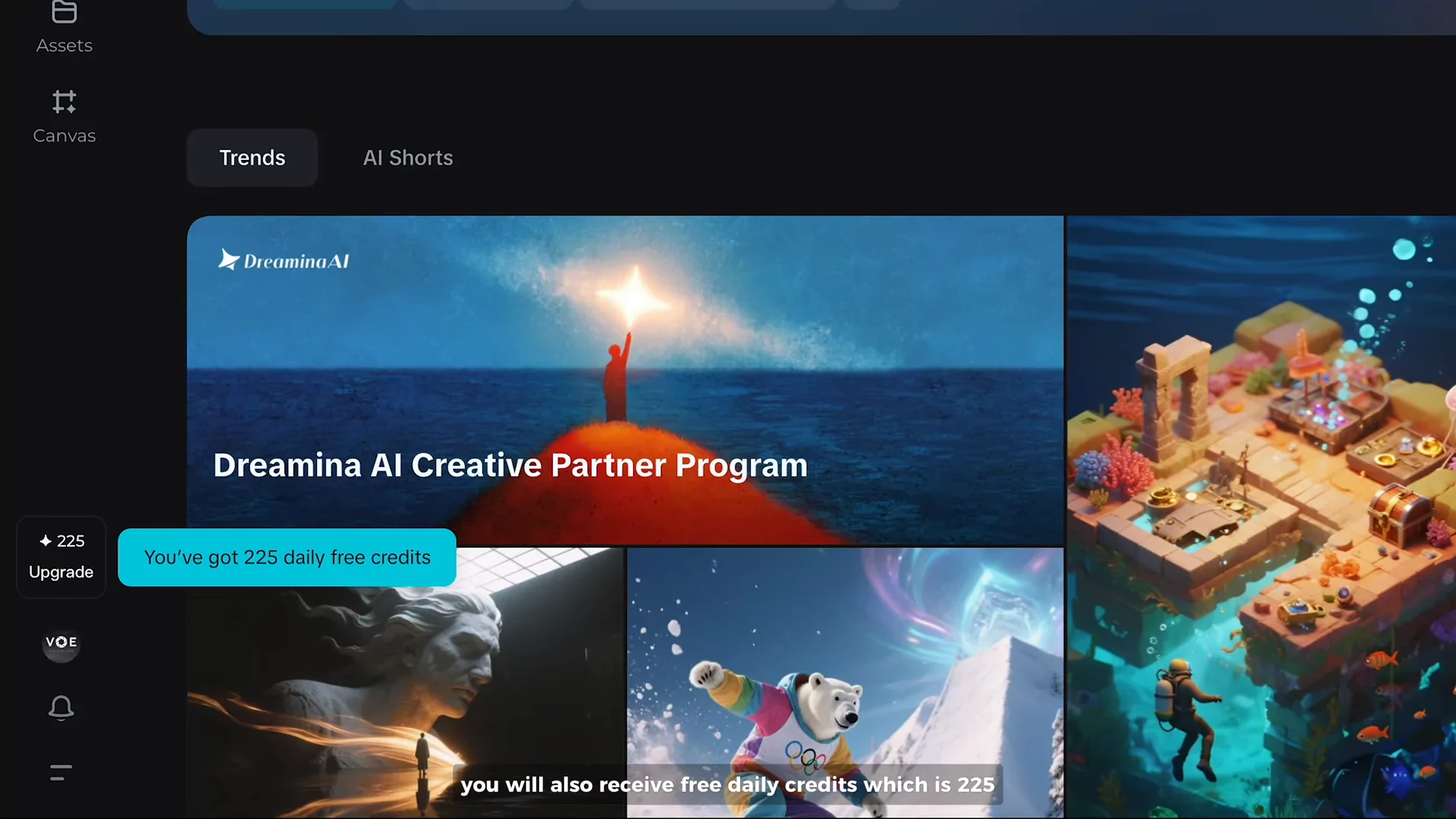 Dreamina AI free credits example