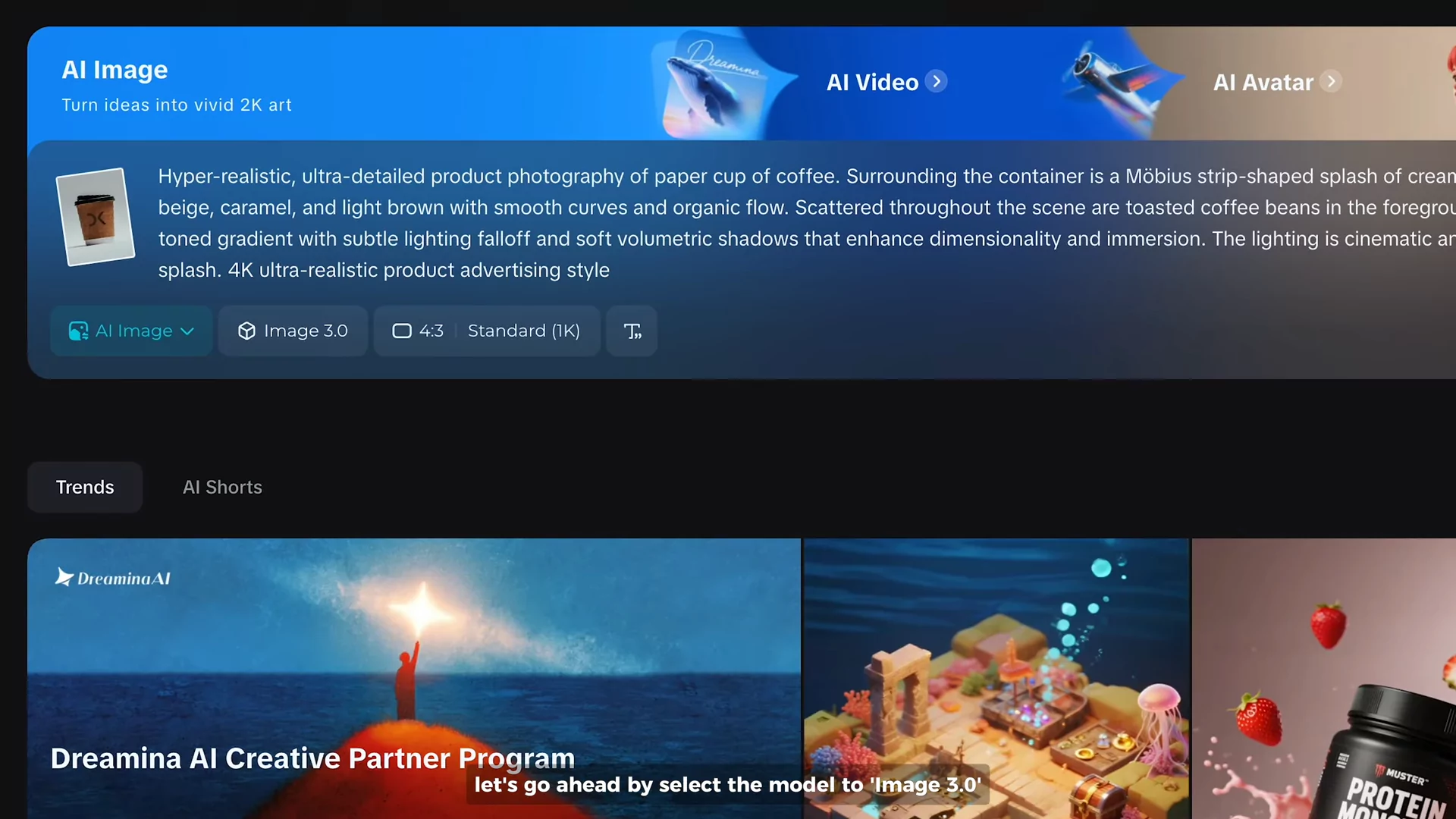 Entering prompt in Dreamina AI