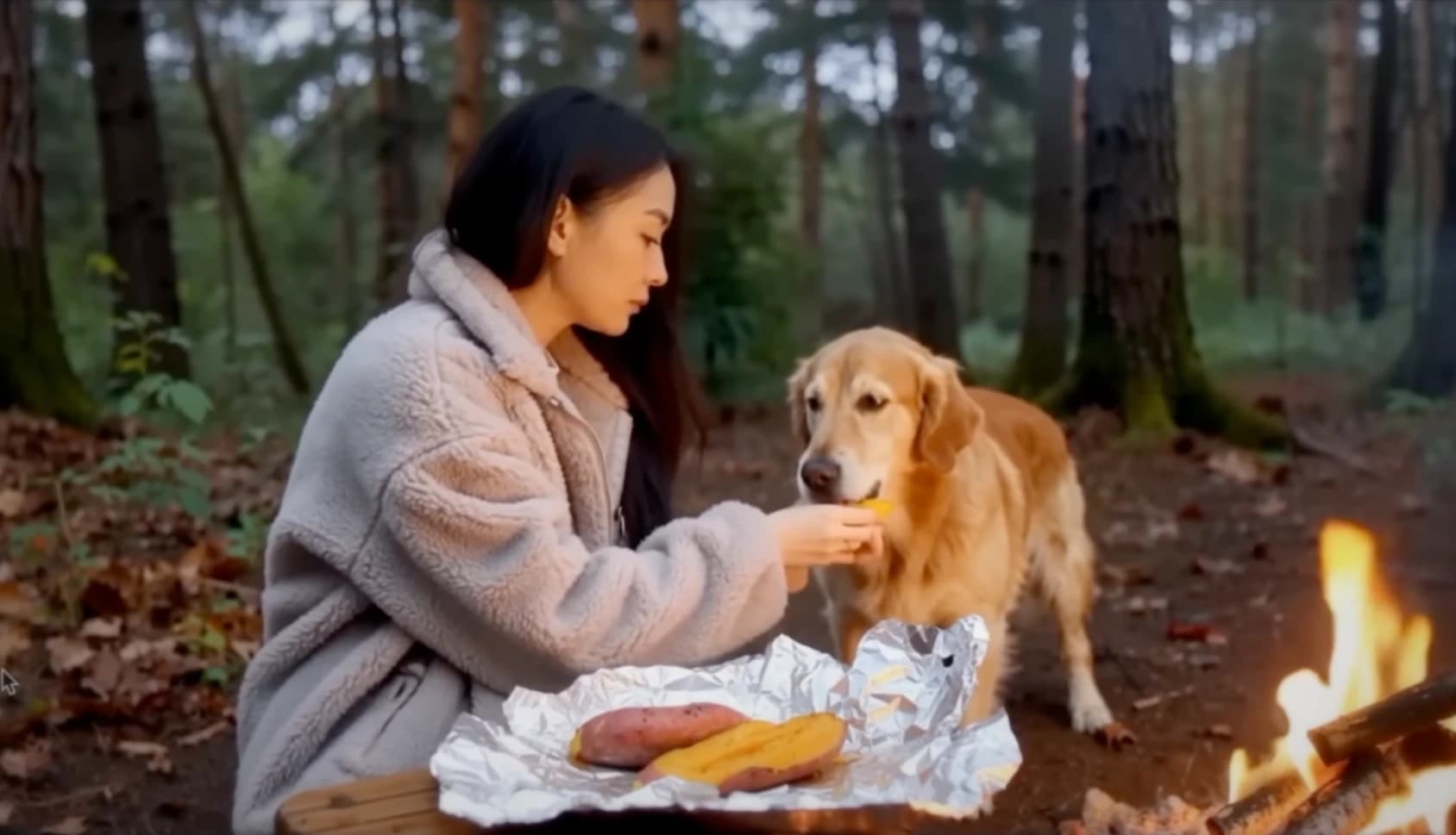 Dreamina Woman and Dog Scene