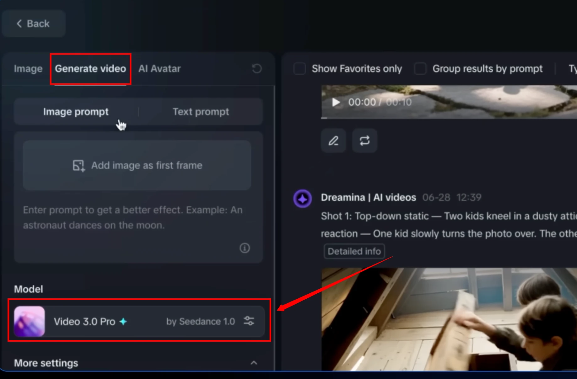 Dreamina 3.0 Model Selection Interface
