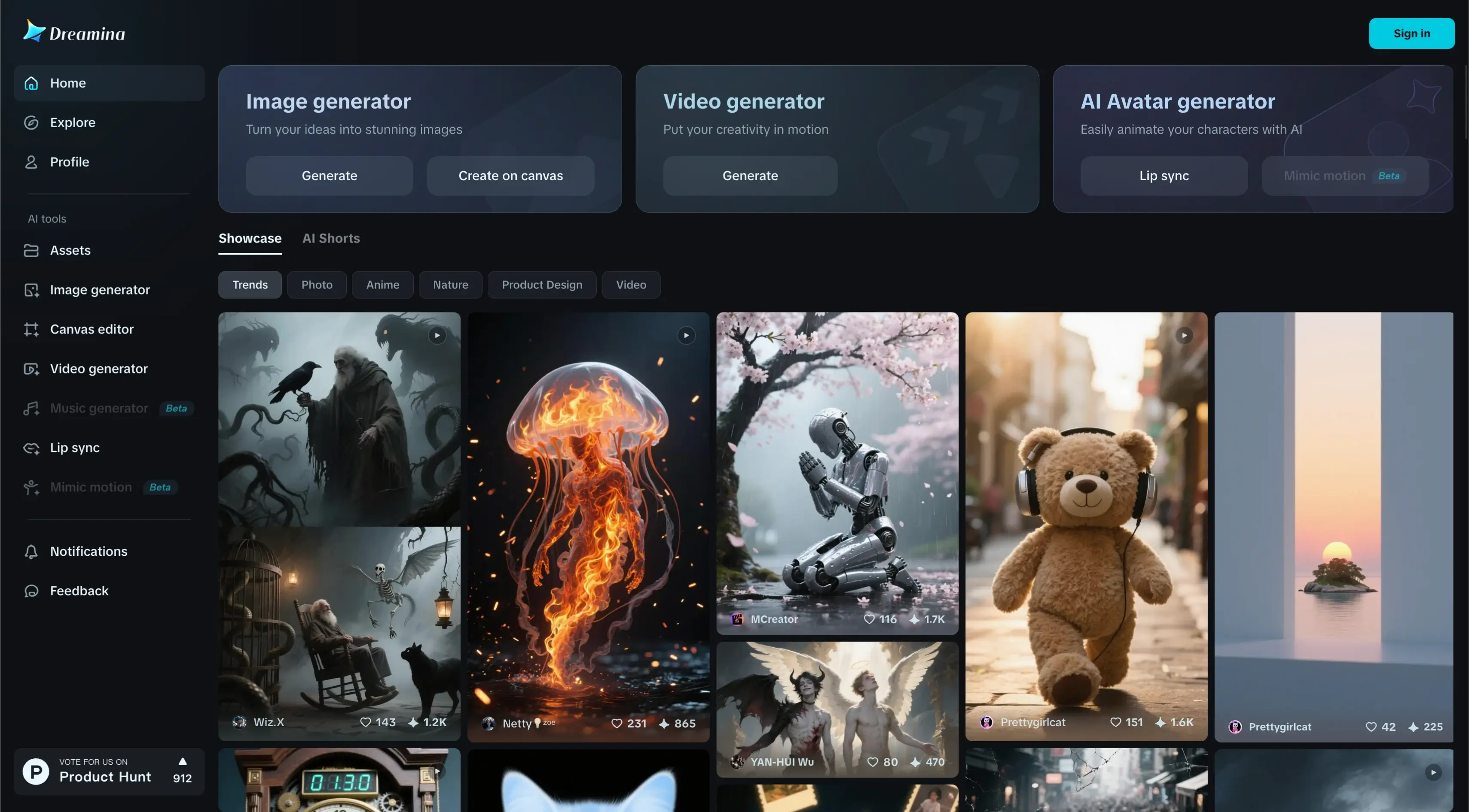 Dreamina AI Dashboard Interface