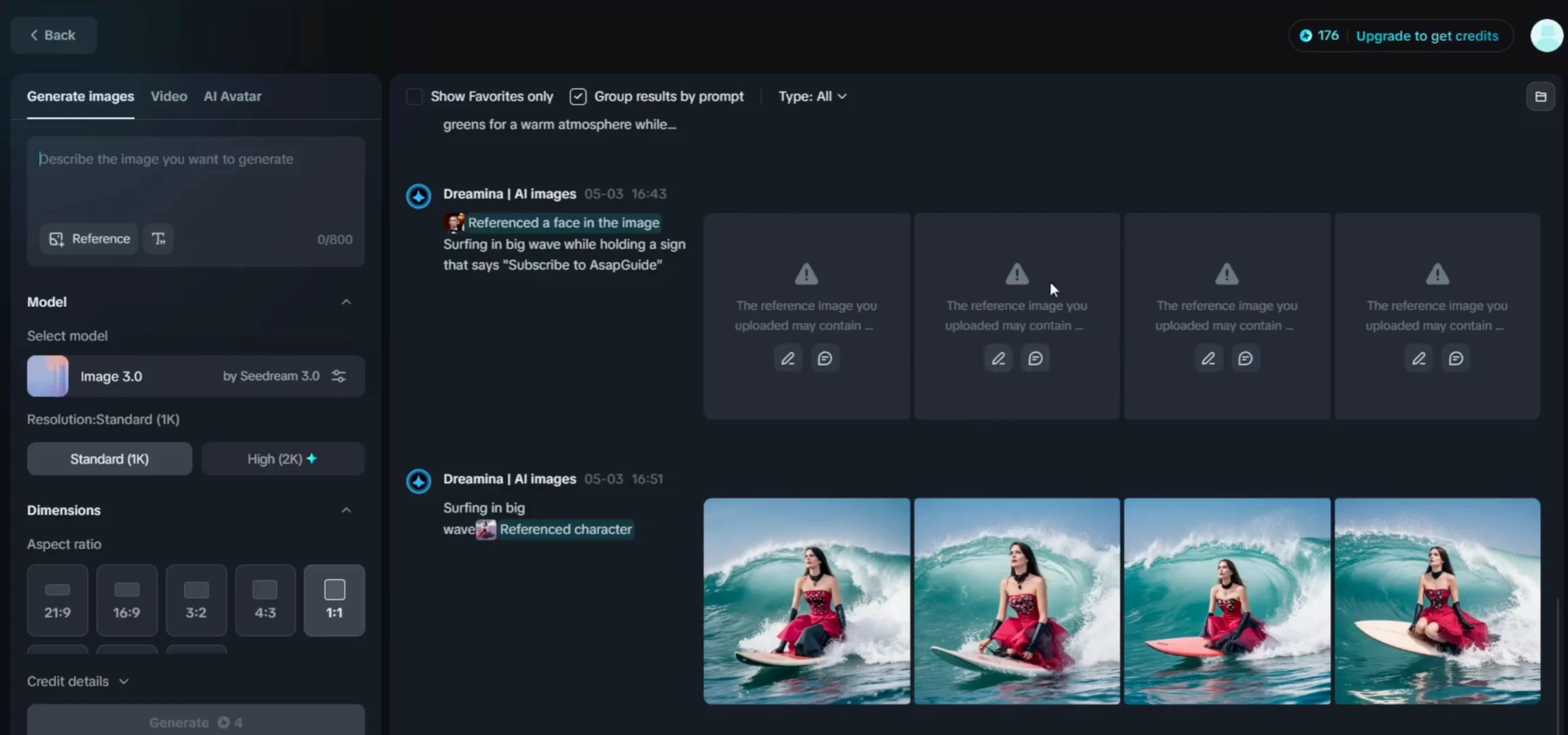 Dreamina Image Generator Interface