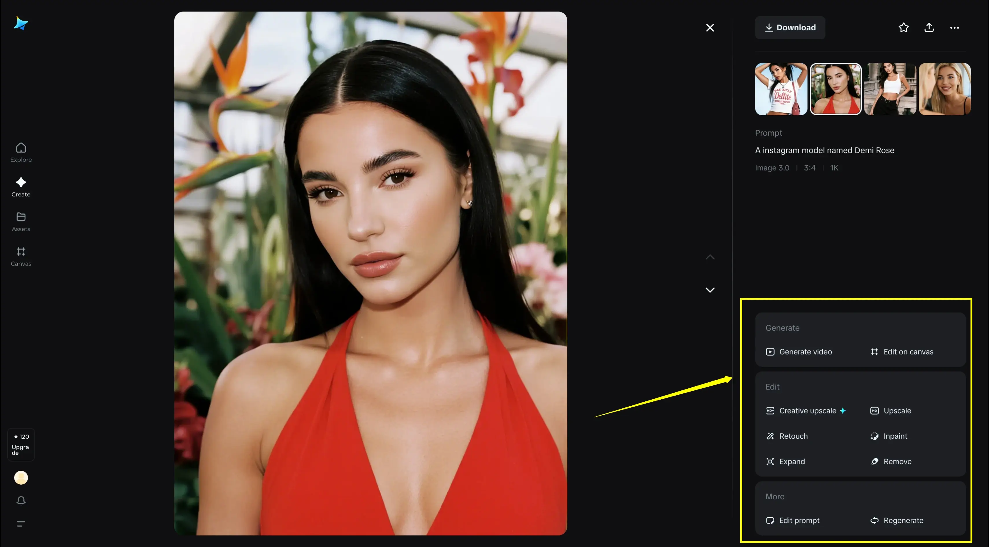 Dreamina AI Image Editor Interface